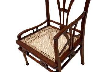 Art Nouveau Armchair with Wicker Seat by H.P. Mutters & Zoon, 1900s